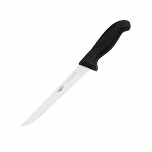 Нож для обвалки мяса; сталь, пластик; L=35/17, B=4см; черный, металлический 