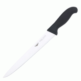 Нож для нарезки мяса; сталь нержавеющая , пластик; , L=38/25, B=3см; черный, металлический 