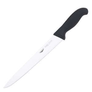 Нож для нарезки мяса; сталь нержавеющая , пластик; , L=38/25, B=3см; черный, металлический 