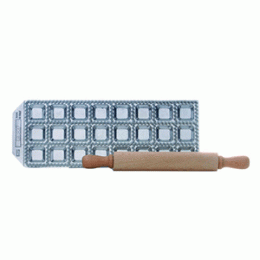 Форма для равиоли 2, 5х2, 5см со скалкой [24шт]; алюминий , дерево; L=28, B=10.3см