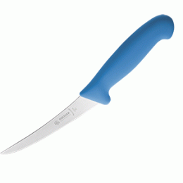 Нож для обвалки мяса; сталь нержавеющая , пластик; L=275/145, B=23мм; синий, металлический 