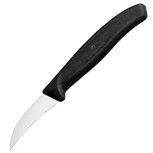 Нож для фигурной нарезки; сталь нержавеющая , пластик; L=155/55, B=13мм; металлический , черный