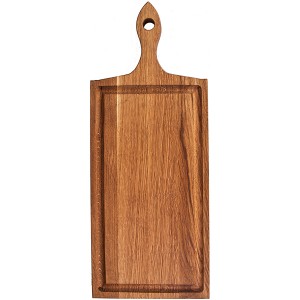 Доска для подачи прямоугольная  с ручкой(10см), выемк.; дуб; , H=25, L=325, B=175мм