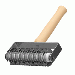 Нож роликовый для теста; пластик, сталь нержавеющая ; D=4, L=17, B=14см; бежевый , металлический 