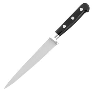 Нож для филе гибкий; сталь, пластик; L=15см; черный, металлический 