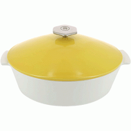 Утятница с крышкой «Революшн»; керамика; 3, 5л; H=16, L=32, 5, B=26, 5см; белый, желтый 