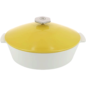 Утятница с крышкой «Революшн»; керамика; 3, 5л; H=16, L=32, 5, B=26, 5см; белый, желтый 