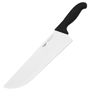 Нож поварской; сталь, пластик; L=43/30, B=7.5см; черный, металлический 