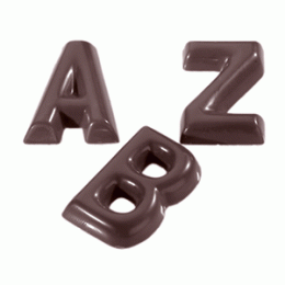 Форма для шоколада «Буквы A - Z» [26шт]; поликарбонат; H=0.6, L=3.9, B=3.5см