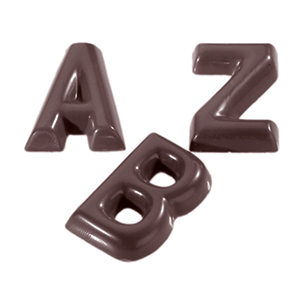 Форма для шоколада «Буквы A - Z» [26шт]; поликарбонат; H=0.6, L=3.9, B=3.5см