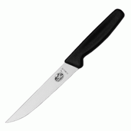 Нож для нарезки мяса; сталь нержавеющая , пластик; L=27.5/15.3, B=2.4см; черный, металлический 