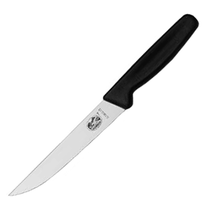 Нож для нарезки мяса; сталь нержавеющая , пластик; L=27.5/15.3, B=2.4см; черный, металлический 