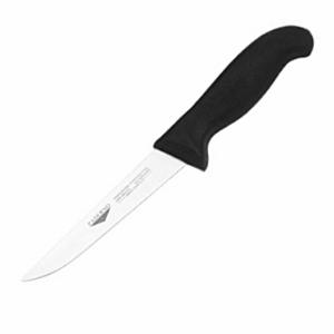 Нож для обвалки мяса; сталь, пластик; L=260/140, B=25мм; черный, металлический 